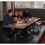La tribune, Jean Estrach, Marthe Laloge, Michel Vovelle, Louis Berbabeu.